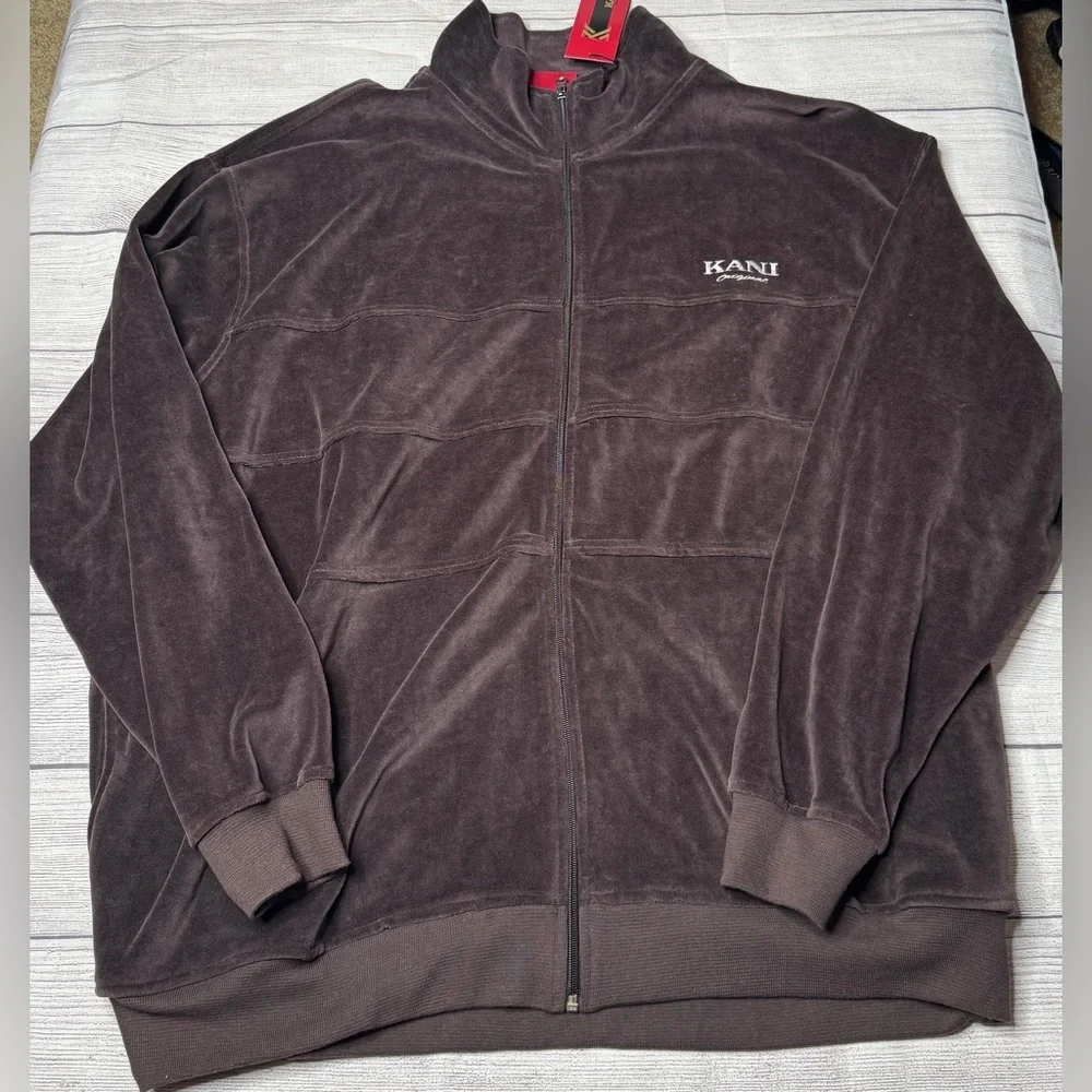 Karl‎ Kani Originals Men’s Chocolate Brown Velour Track Jacket Size XXL NWT